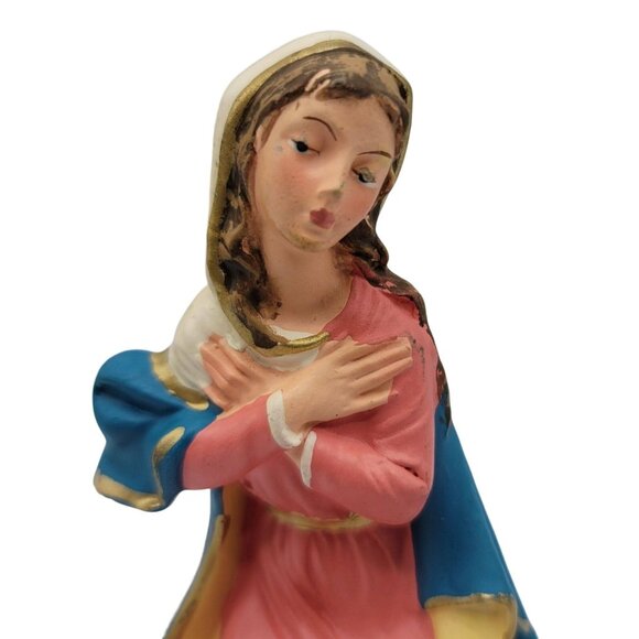 Nativity Figure Mary Blessed Mother 5" Painted Italy Christmas Papier Mache VTG - Picture 2 of 9
